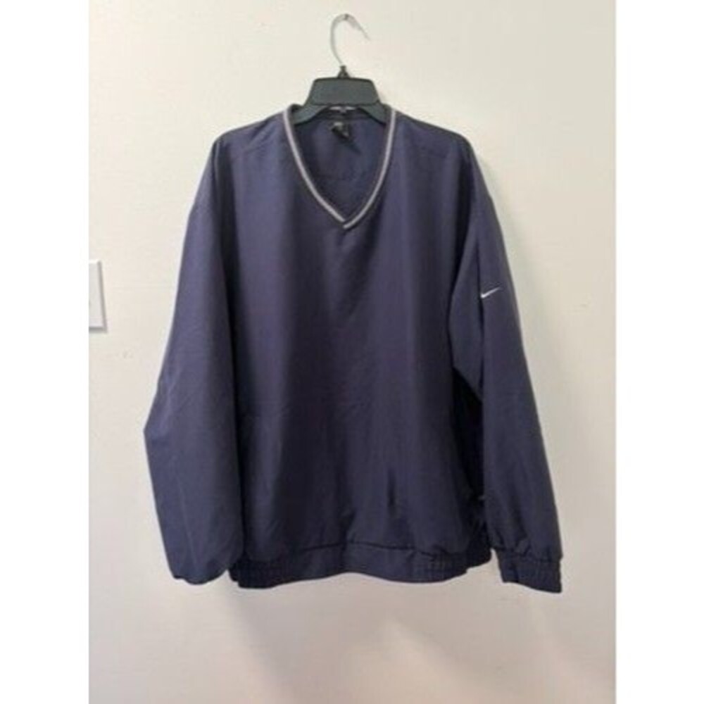 Nike Golf V-Neck Windbreaker Mens XL Blue Jacket Elastic Waistband